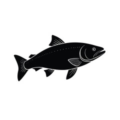 Salmon Silhouette Vector Art and Black Salmon Fish Illustration Design