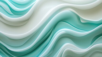 Fototapeta premium Abstract rendering of flowing ribbons in soothing aqua and white