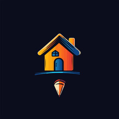 Creative logo with pencil looking like a house. Can be used for interior or exterior design firm, drawing school, architectural or educational