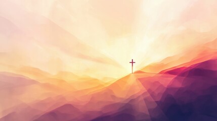 abstract background with christian cross and soft beige and ivory tones, smooth transitions, modern simplicity, stylish and calming