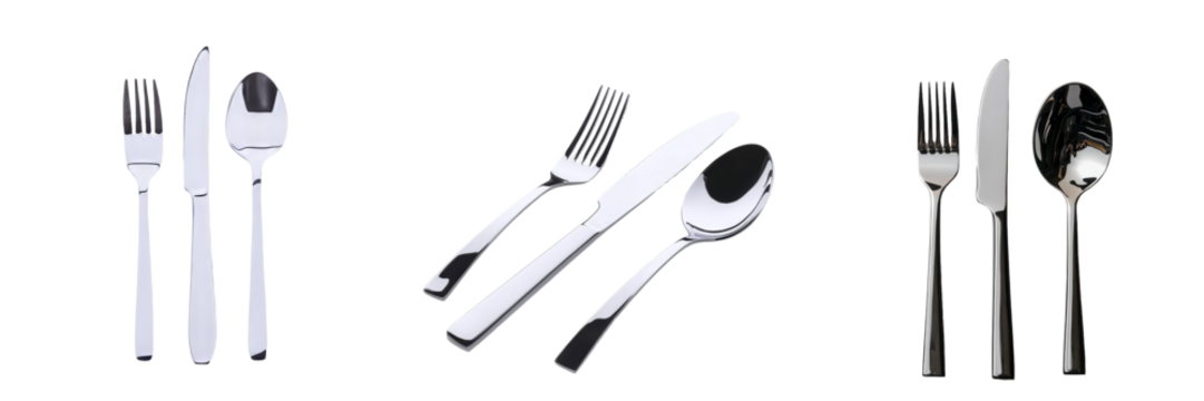 An isolated fork and knife are presented on a transparent background, accompanied by a clipping path, in png format