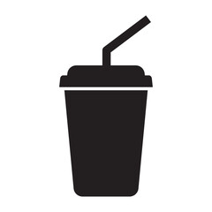Paper cup icon in flat style. Drink icon. Fast food. 