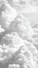 Fluffy clouds in a grayscale sky