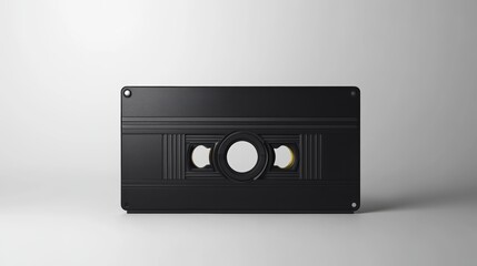 Obraz premium Vintage Black Video Cassette Tape on Simple Background, Retro Design Element for Nostalgia, Media Storage, Film and Home Entertainment Focus Inspiration