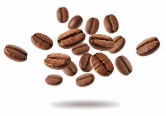 Naklejka premium Roasted Coffee Beans in Motion: A Delightful Visual of Aromatic Coffee