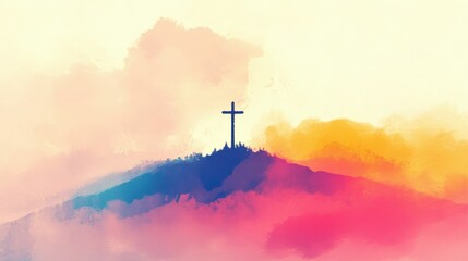 abstract background with christian cross and soft earthy beige tones, smooth and professional, minimalistic layout, modern simplicity