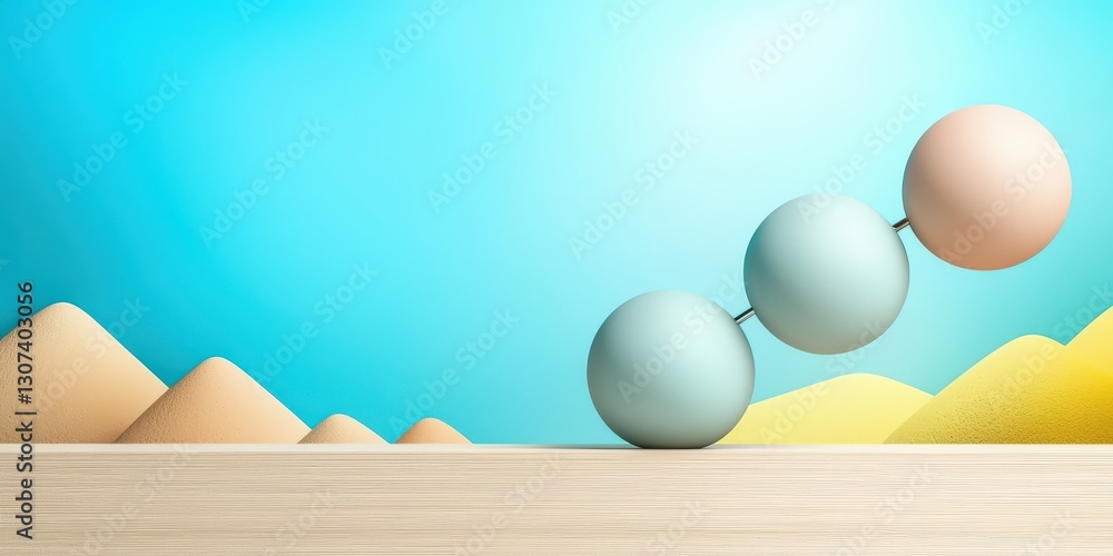 Aufkleber material science nanomaterials concept. abstract composition of spheres against a colorful backgroun