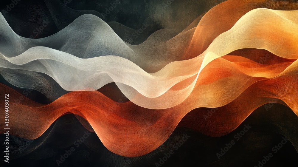 Poster abstract image depicting wavy lines with color gradients blending seamlessly together