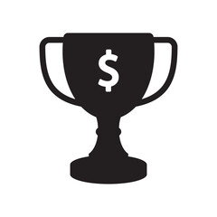 Trophy with dollar sign, icon of financial achievement, financial success.