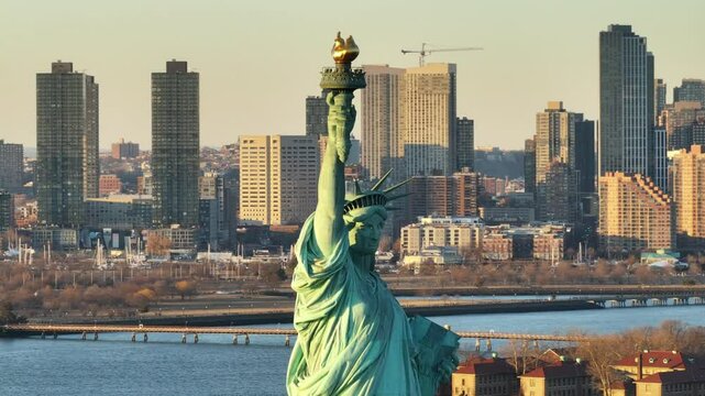 The Statue of Liberty at sunset