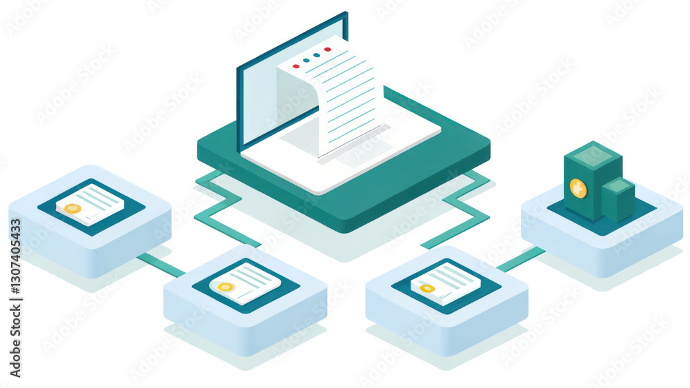 Leinwandbilder automated document processing with smart contracts and blockchain technology