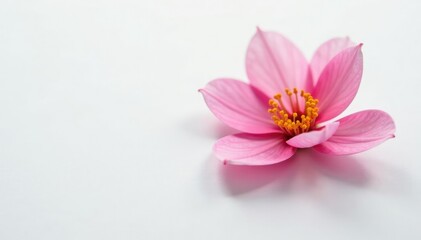 Fototapeta premium Single blossom in full bloom on a plain white surface, blooming flower, floral