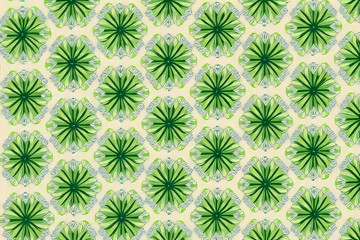 Elegant Green Floral Pattern on Cream Background