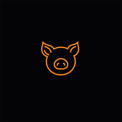 pig logo black simple flat icon on white background