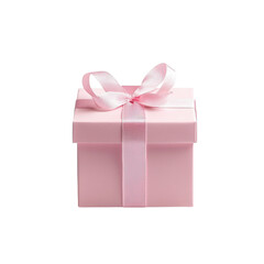 Obraz premium Elegant pink gift box with ribbon on a transparent background