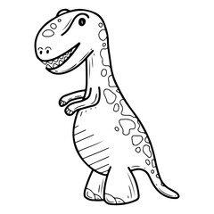 Cute tyrannosaurus. Hand drawn doodle. Dinosaur predatory lizard. Ancient animal. Fauna. Cartoon character for kid. Vector line art illustration.