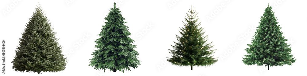 Poster an isolated christmas tree is presented on a background that is either transparent or white