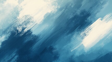 Abstract Artwork of Brush Strokes in Shades of Blue and Cream