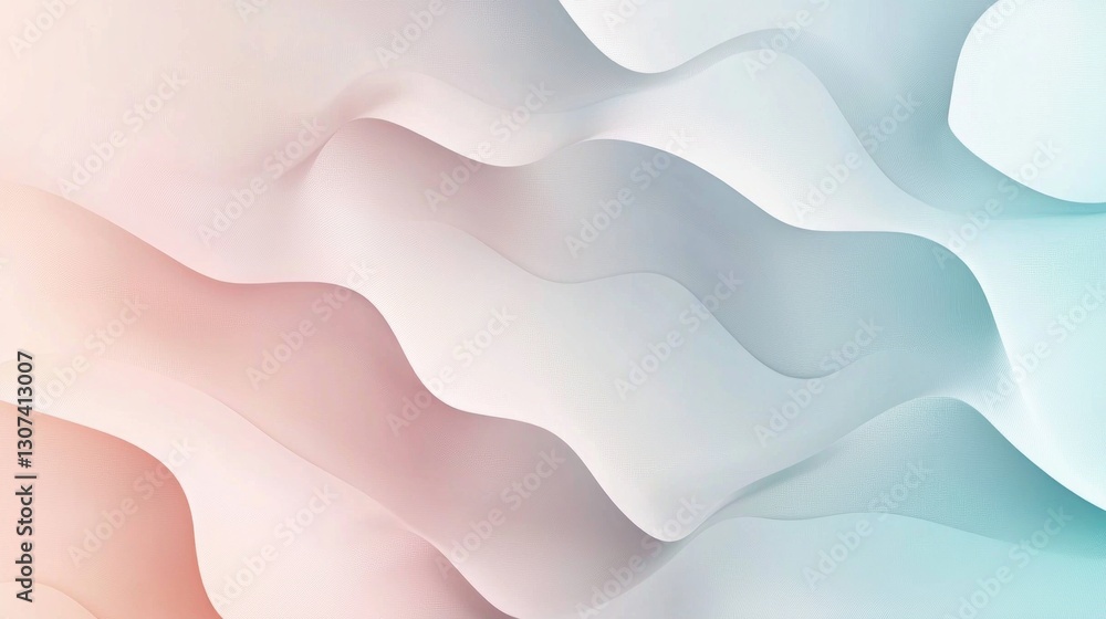 Poster soft gradient colored flowing shapes creating abstract wavy patterns