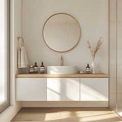 there is a bathroom with a mirror