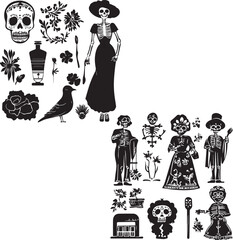 Halloween Dead art icons silhouette 