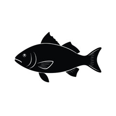 Snapper Silhouette Vector Art | Black Snapper Fish Illustration Design