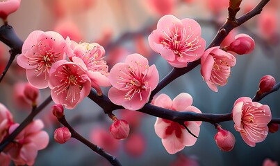 there is a close up of a pink flower on a tree