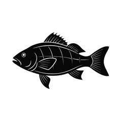 Snapper Silhouette Vector Art | Black Snapper Fish Illustration Design
