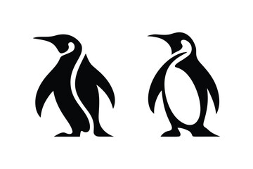 Penguin Silhouette Vector Set Minimalist Animal Logo Illustration
