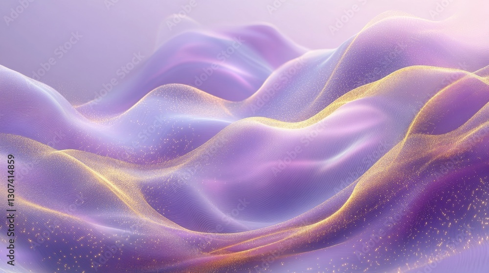 Poster abstract depiction of fluid luminous waves in a gradient composition