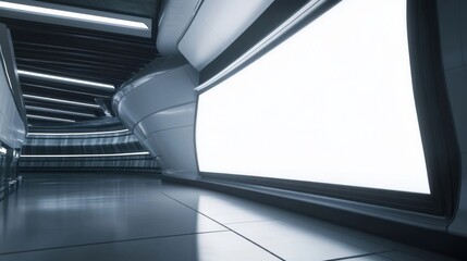 Naklejka premium Futuristic subway station with empty panel.