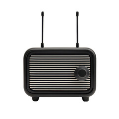 Retro-style radio with dual antennas and striped design