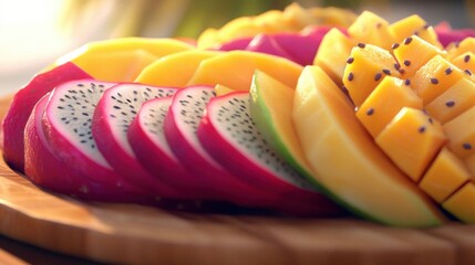A vibrant tropical fruit platter.