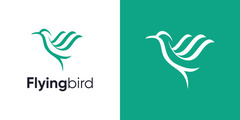 Bird logo icon design, Simple modern monoline flying bird, Hummingbird with flying style, Bird logo with line art outline style, Minimalist concept icon symbol bird vector design template inspiration.