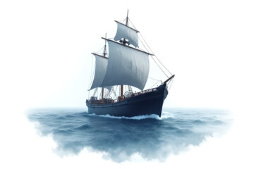 Haunting Ghost Ship: Watercolor Masterpiece Unveils Hyper-Realistic Maritime Mystery on Pure White Canvas