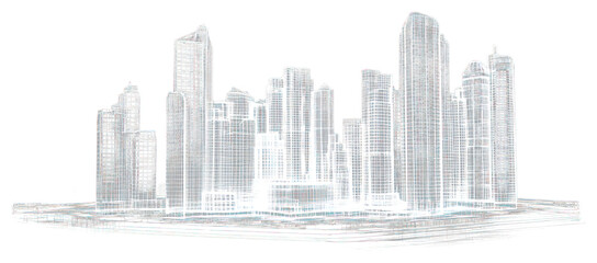 PNG Glowing wireframe of buildings architecture futuristic urban.