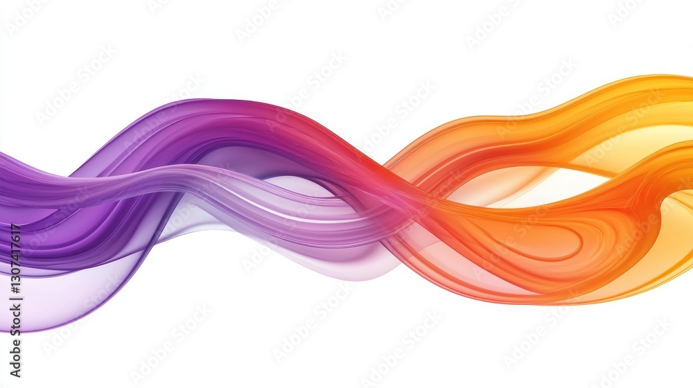 Poster abstract and colorful flowing waves appear on a white background