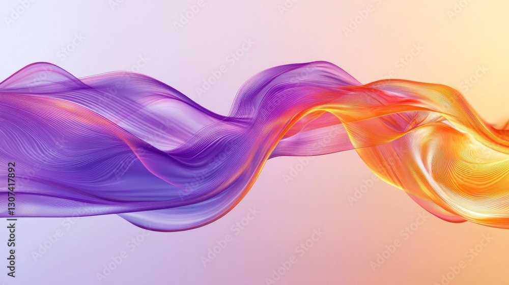 Poster abstract flowing colorful wavy ribbons on a gradient background