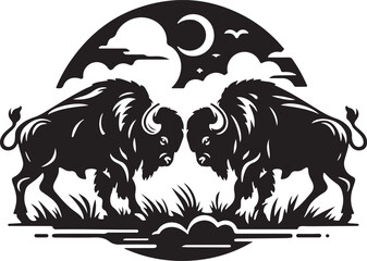 Bison Silhouette Vector Illustration Art-11