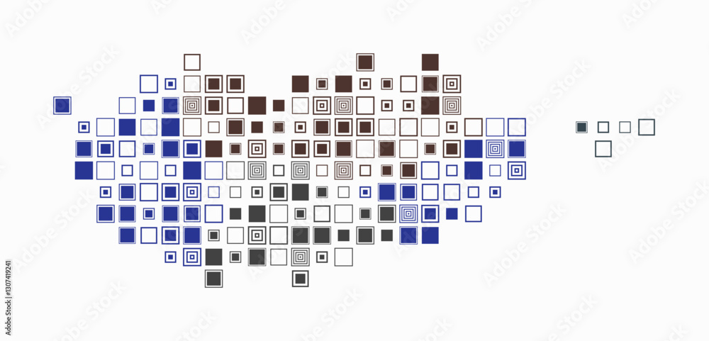 Poster cyprus, shape of the country built of colored cells. digital style map of cyprus on a white backgrou