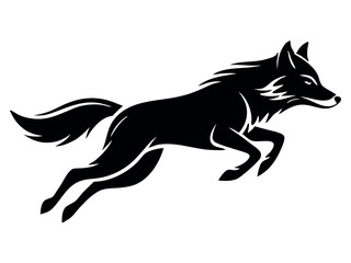 Naklejka premium Fox silhouette jump and hunt vector for logo design. Fox silhouette. Vector illustration isolated on white background