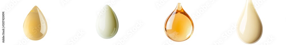 Poster from a top view, a puddle of olive oil is isolated on a white background and comes with a clipping p