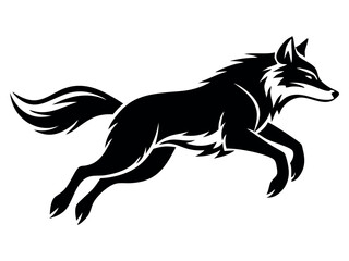 Fototapeta premium Fox silhouette jump and hunt vector for logo design. Fox silhouette. Vector illustration isolated on white background