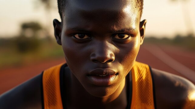 Focused young Kenyan runner.