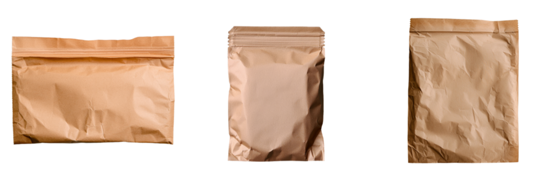 A plain brown paper container, devoid of any labels, sits on a white surface