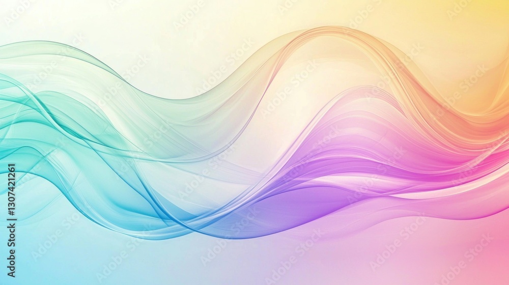 Poster abstract colorful waves flow gently across a gradient background smoothly