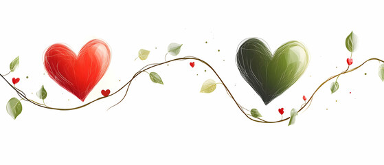 Two hearts vine nature love design