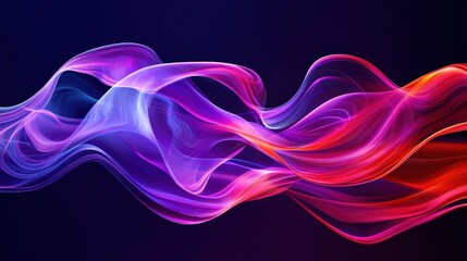 Colorful flowing abstract wavy ribbons against a dark blue background