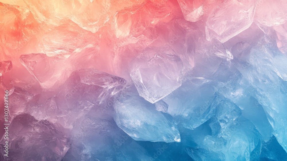 Poster abstract image of clustered crystalline forms in gradient color