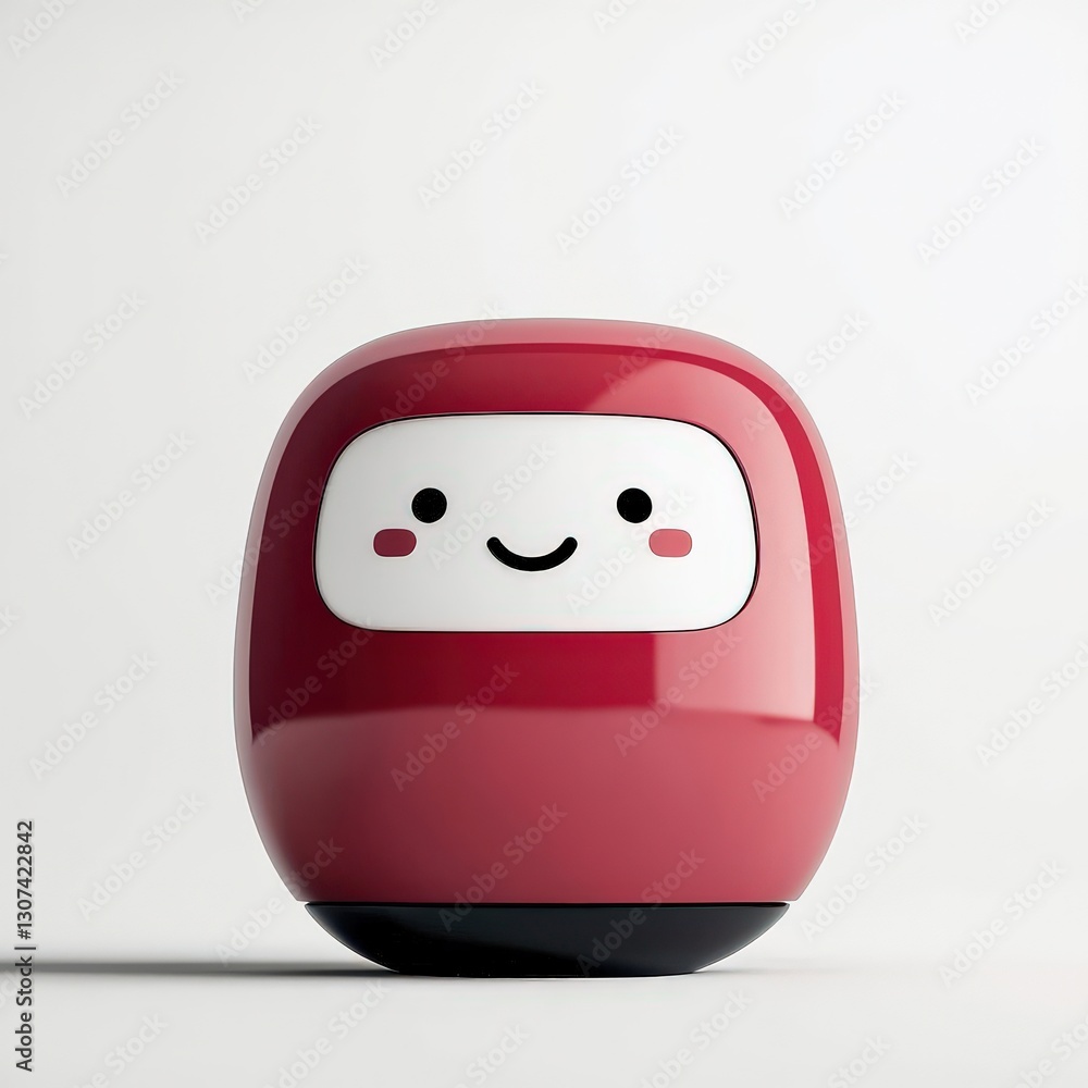 Poster mobile payment security platform concept. cute red character with a smiling face and simple design.